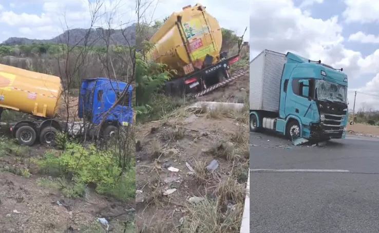 Colisão entre caminhões provoca vazamento de gasolina em rodovia no Piauí