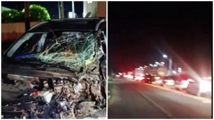 Carro e trem colidem na BR-343; trânsito ficou interditado