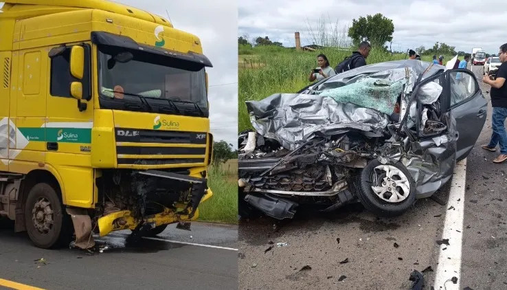 Colisão entre carro e caminhão deixa quatro mortos na BR-343