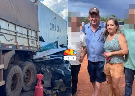 Grave acidente deixa casal de empresários morto após colisão com carreta