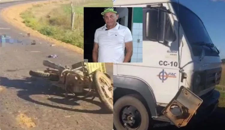 Colisão entre moto e caminhão deixa homem morto
