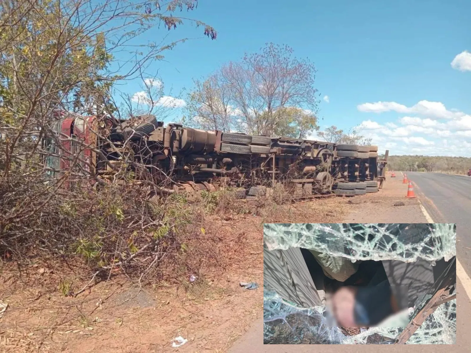 Motorista morre após carreta carregada de carne tombar no PI
