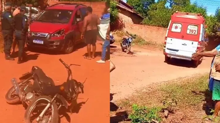 Motociclista fica ferida após ser atropelada por carro