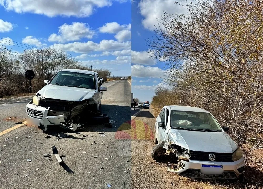Colisão entre dois carros deixa veículos danificados no Piauí