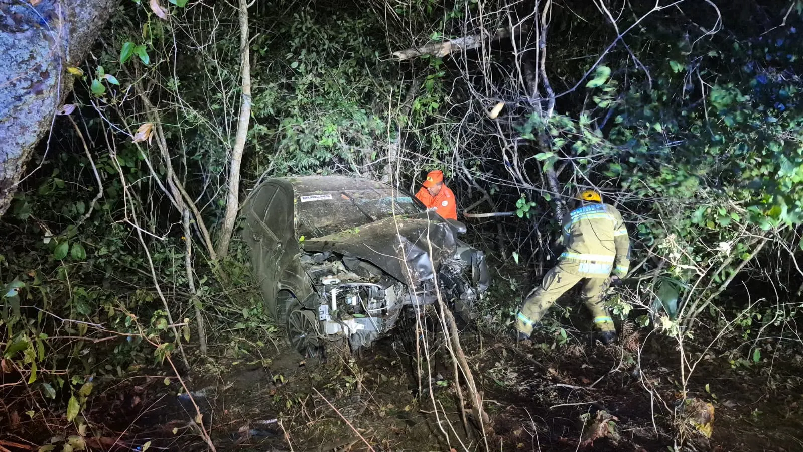 Mulher aciona bombeiros após sofrer acidente em Brasileira